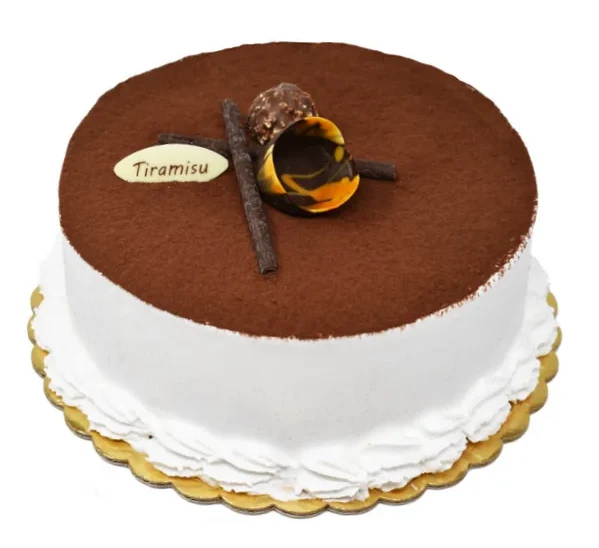 Tiramisu cake dusted with cocoa